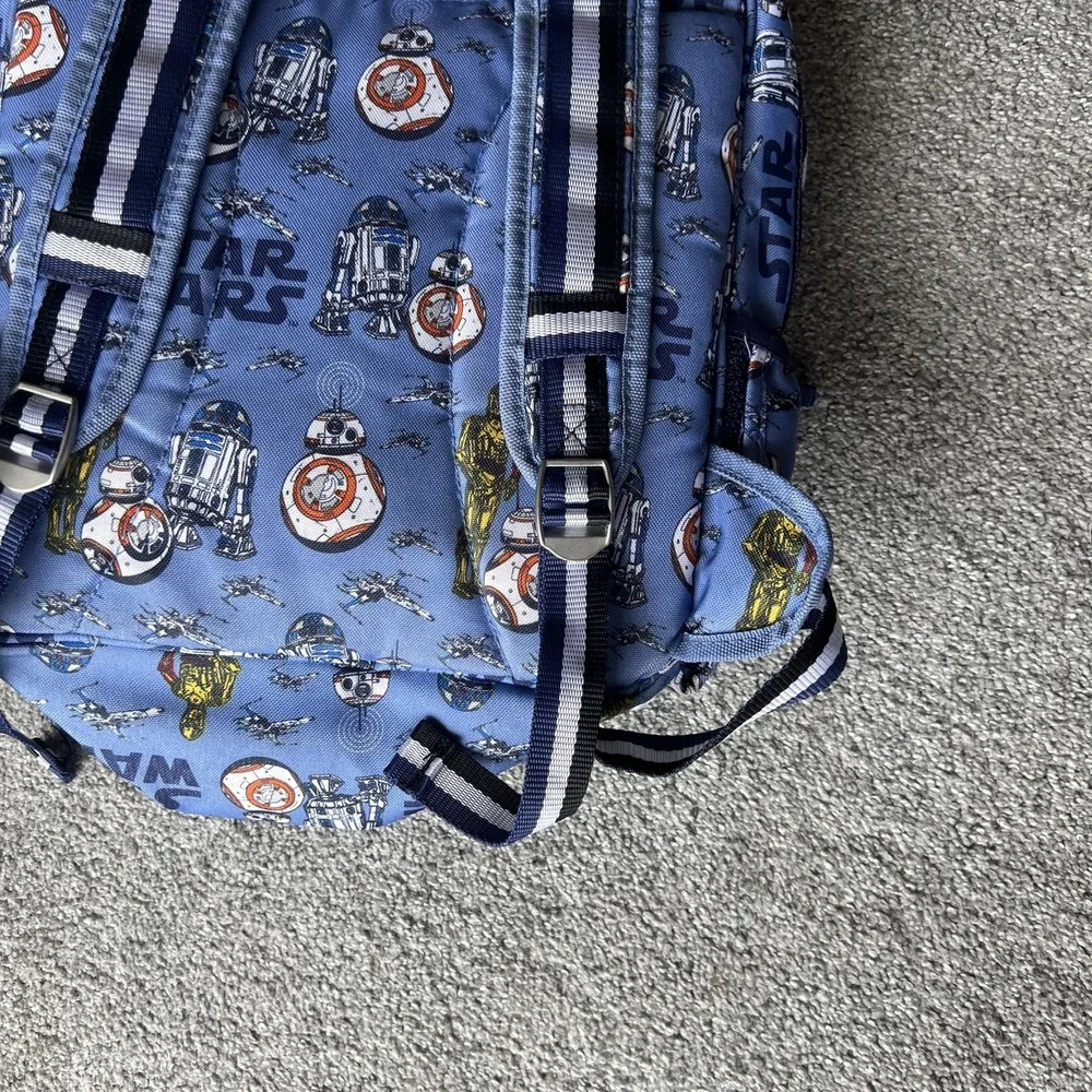 Pottery Barn Kids Star Wars Backpack Blue Droids‎ R2-D2 BB-8 C-3PO Personalized